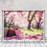 Aperturee - Pink Fruit Basket Cupcake Spring Backdrops For Photo